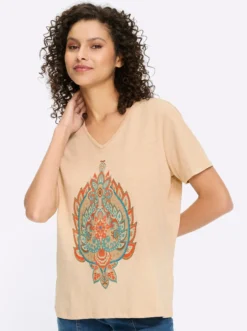 Print-Shirt aus Flammgarn