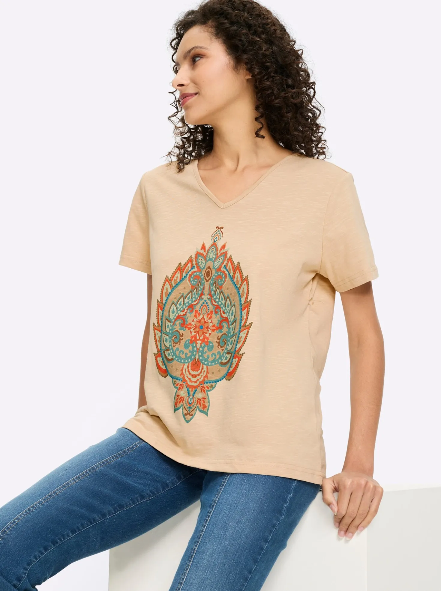 Print-Shirt aus Flammgarn