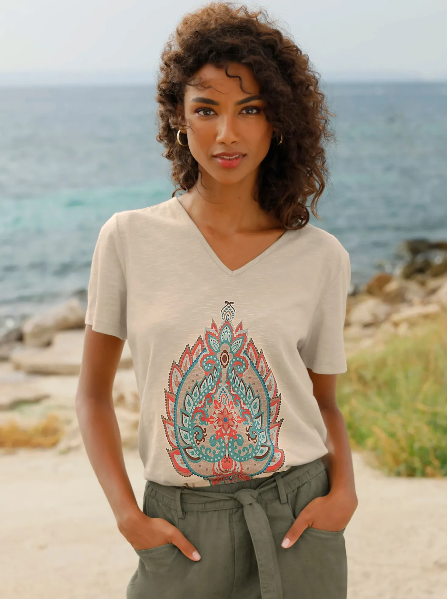 Print-Shirt aus Flammgarn