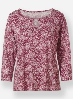 Print-Shirt mit Ausschnitt mit Schlitz