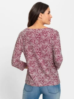 Print-Shirt mit Ausschnitt mit Schlitz