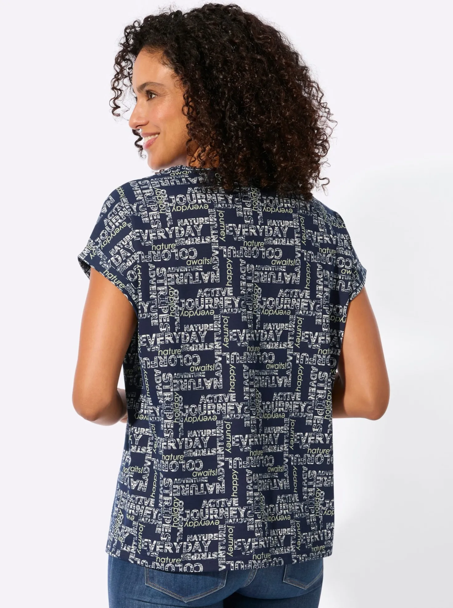 Print-Shirt mit überschnittenen Schultern