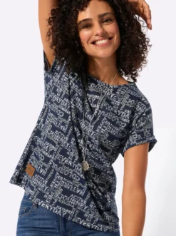 Print-Shirt mit überschnittenen Schultern