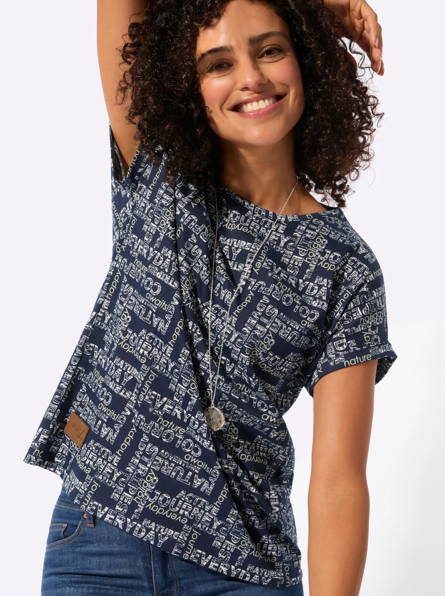 Print-Shirt mit überschnittenen Schultern