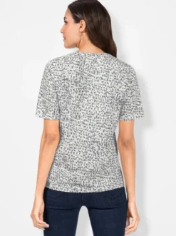 Print-Shirt mit Falten-Verzierung am Ausschnitt