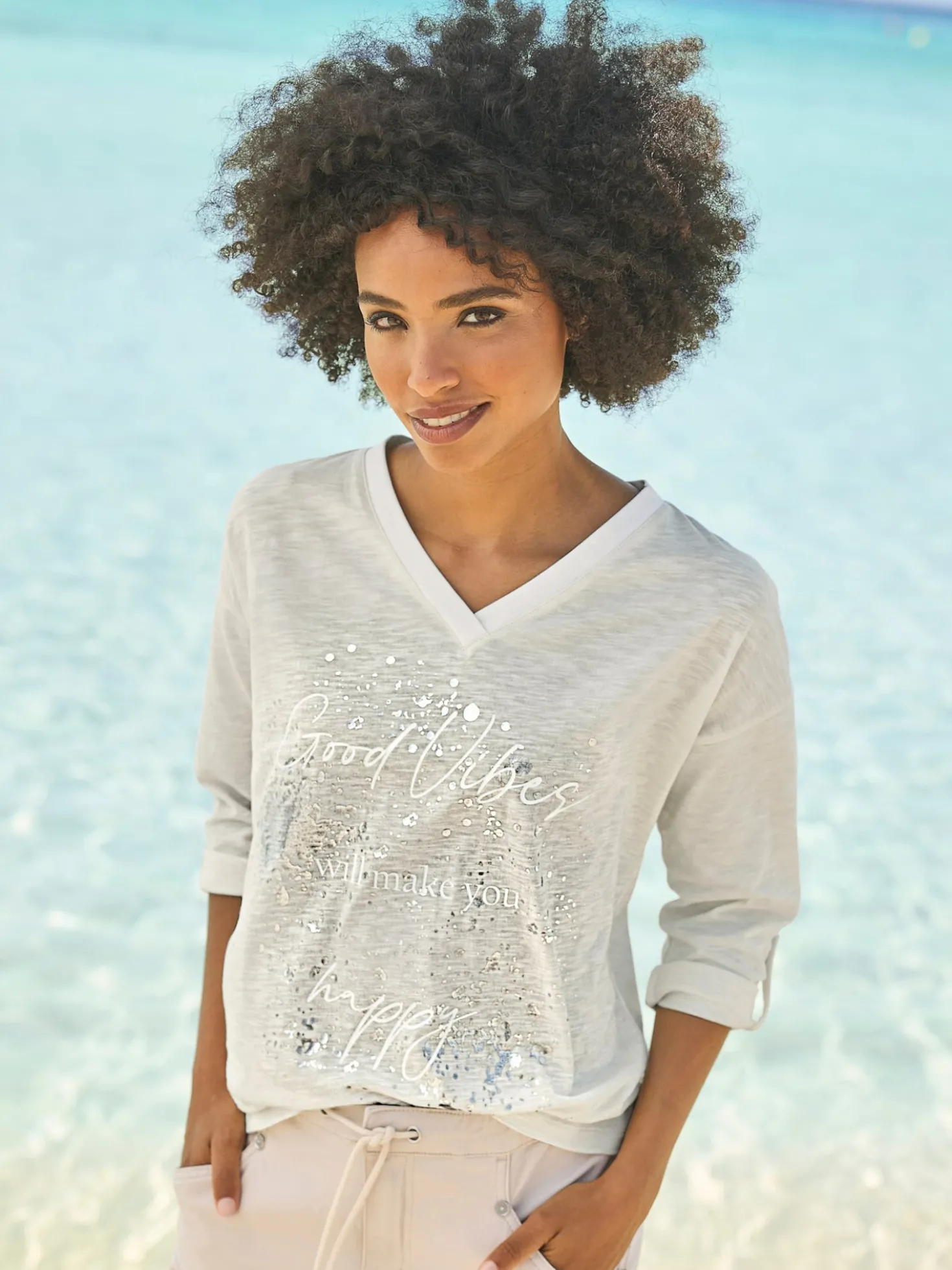 Print-Shirt mit Foliendruck