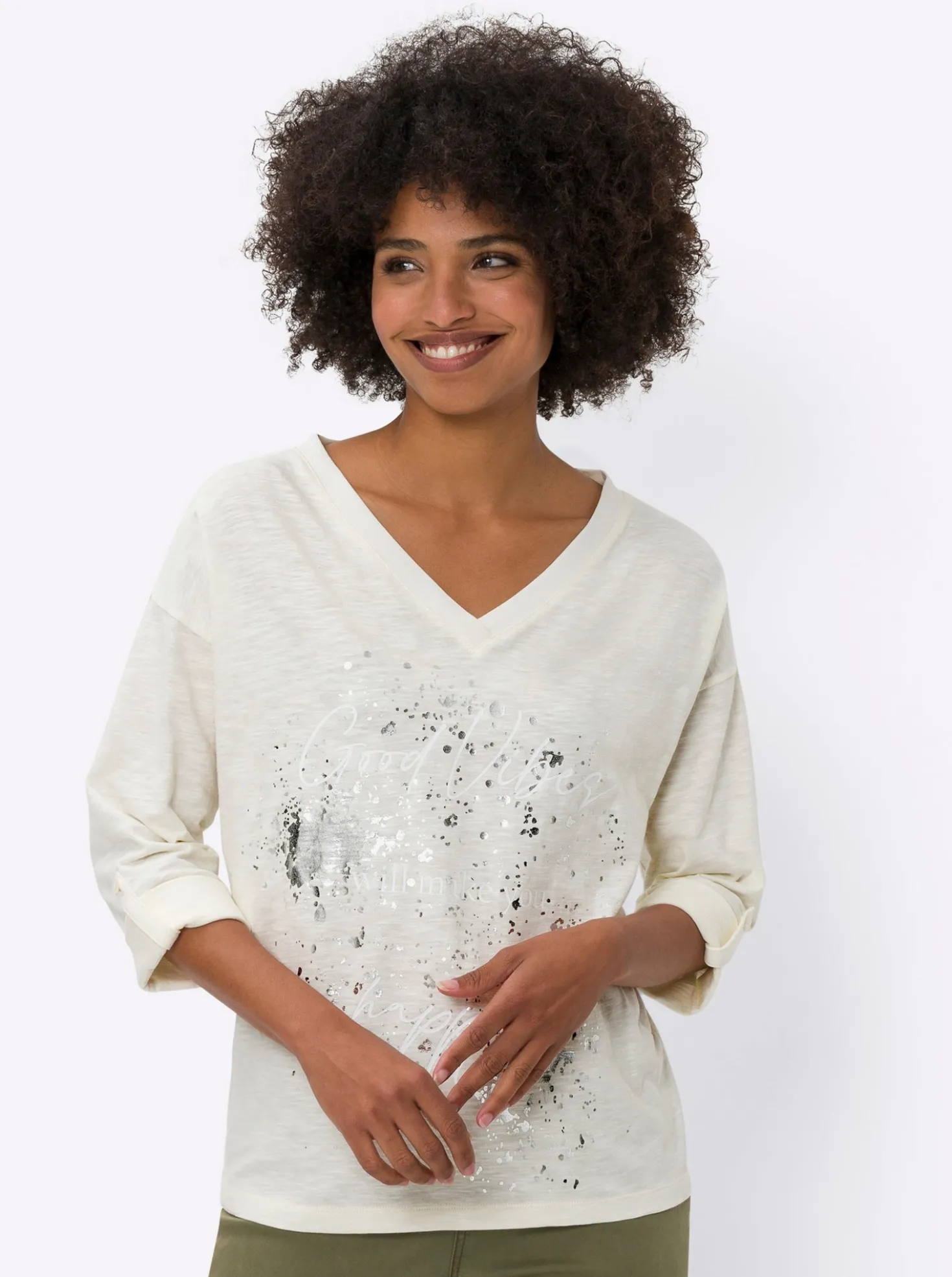 Print-Shirt mit Foliendruck