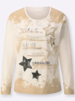 Print-Shirt mit glänzendem Sternendruck