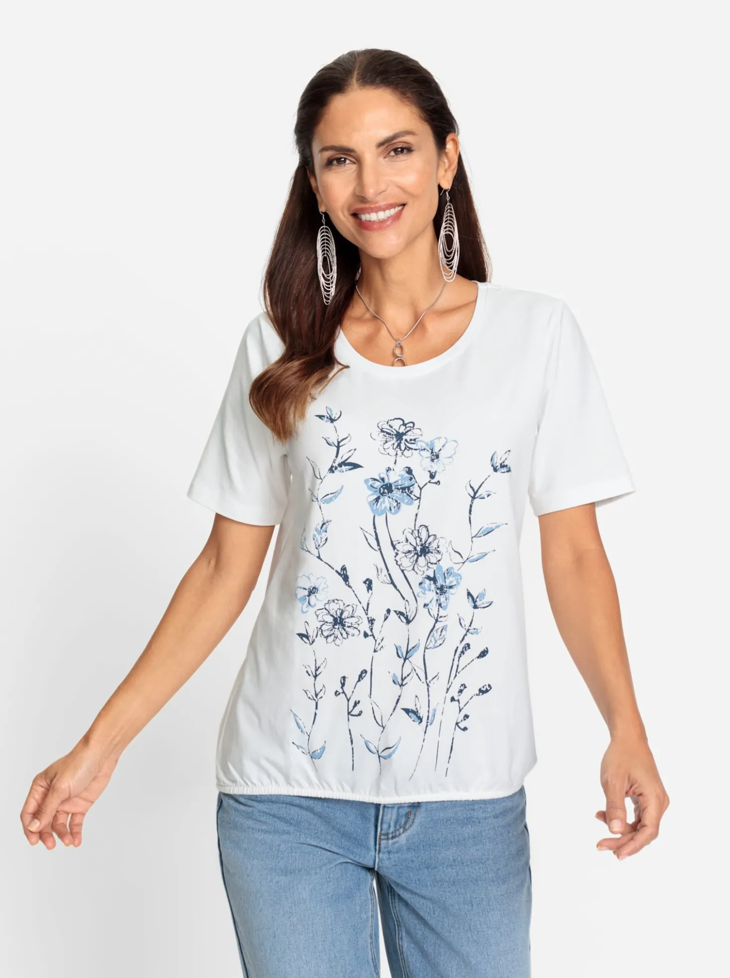 Print-Shirt mit Gummizug am Saum
