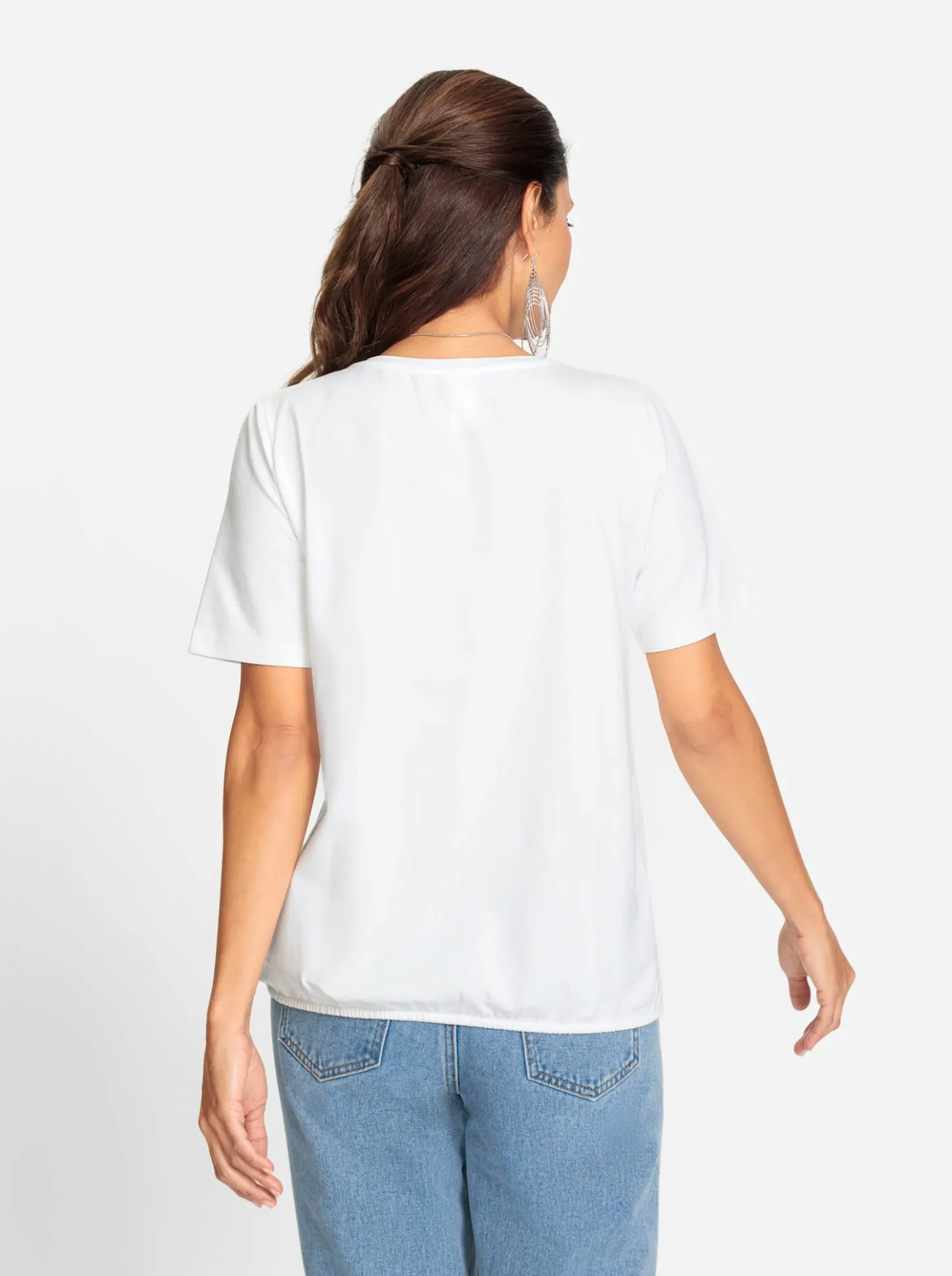 Print-Shirt mit Gummizug am Saum