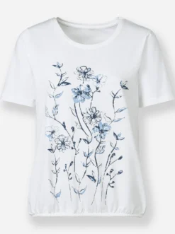 Print-Shirt mit Gummizug am Saum