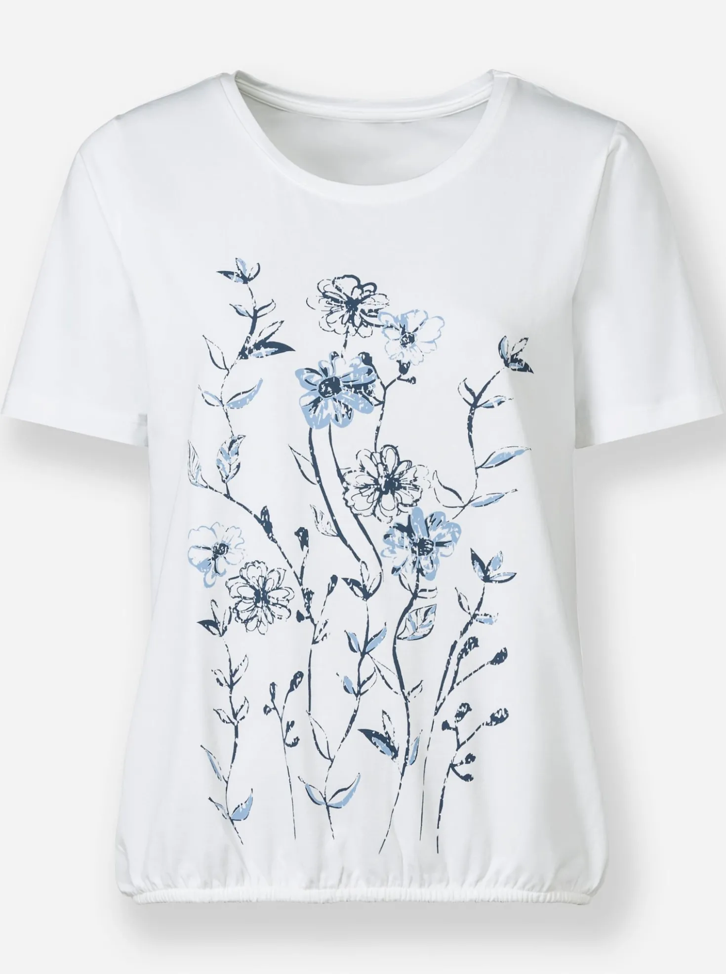Print-Shirt mit Gummizug am Saum