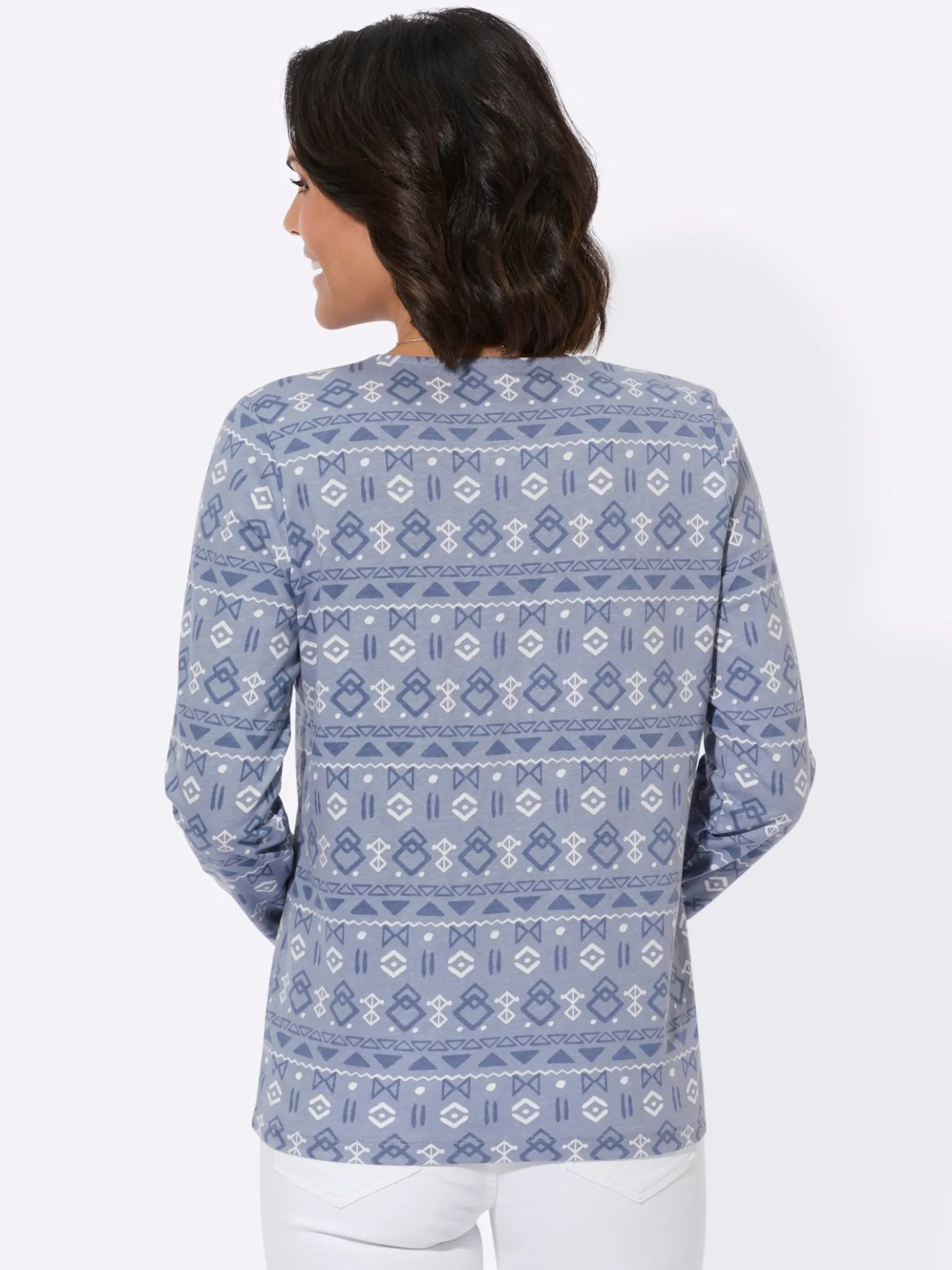 Print-Shirt mit paspeliertem Rundhals-Ausschnitt