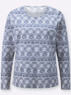 Print-Shirt mit paspeliertem Rundhals-Ausschnitt