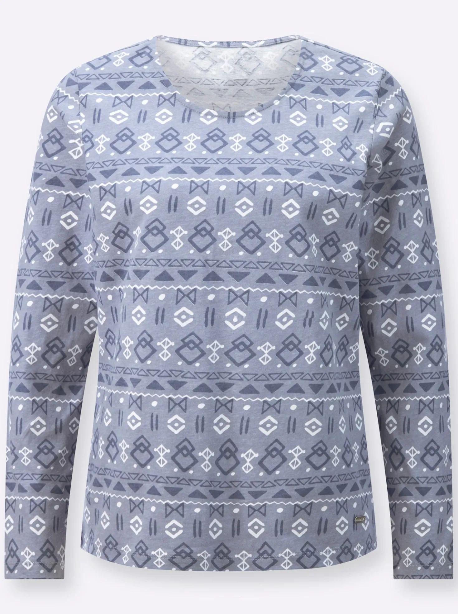 Print-Shirt mit paspeliertem Rundhals-Ausschnitt