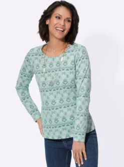 Print-Shirt mit paspeliertem Rundhals-Ausschnitt