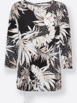 Print-Shirt mit raffbarem Tunnelzug