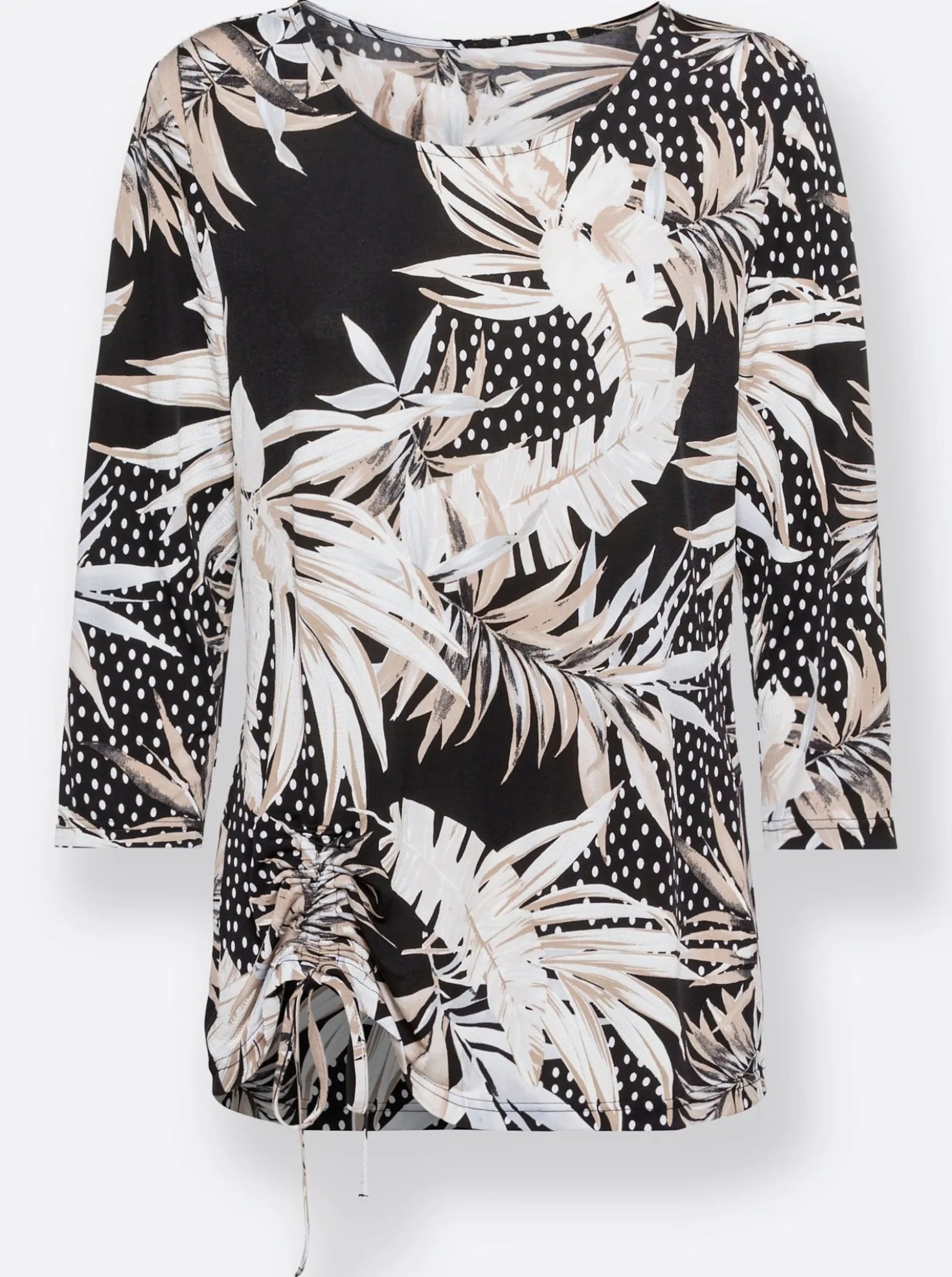Print-Shirt mit raffbarem Tunnelzug
