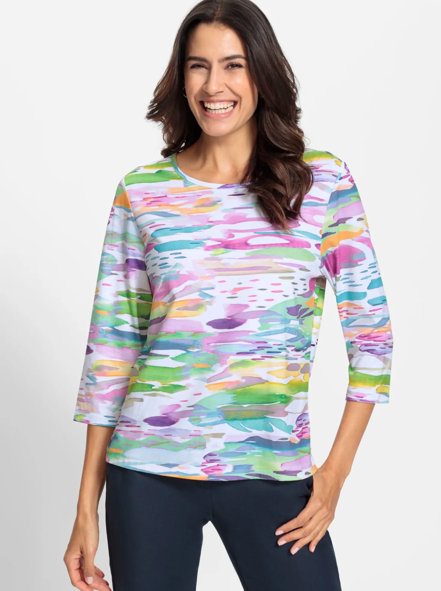 Print-Shirt mit 3/4-Ärmel