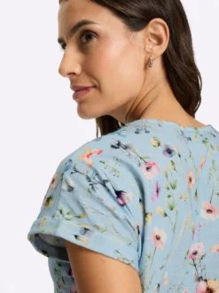 Print-Shirt mit Ärmel-Aufschlag
