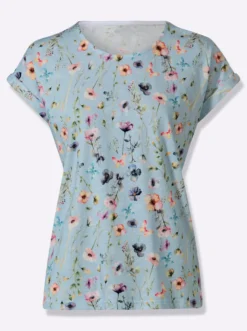 Print-Shirt mit Ärmel-Aufschlag