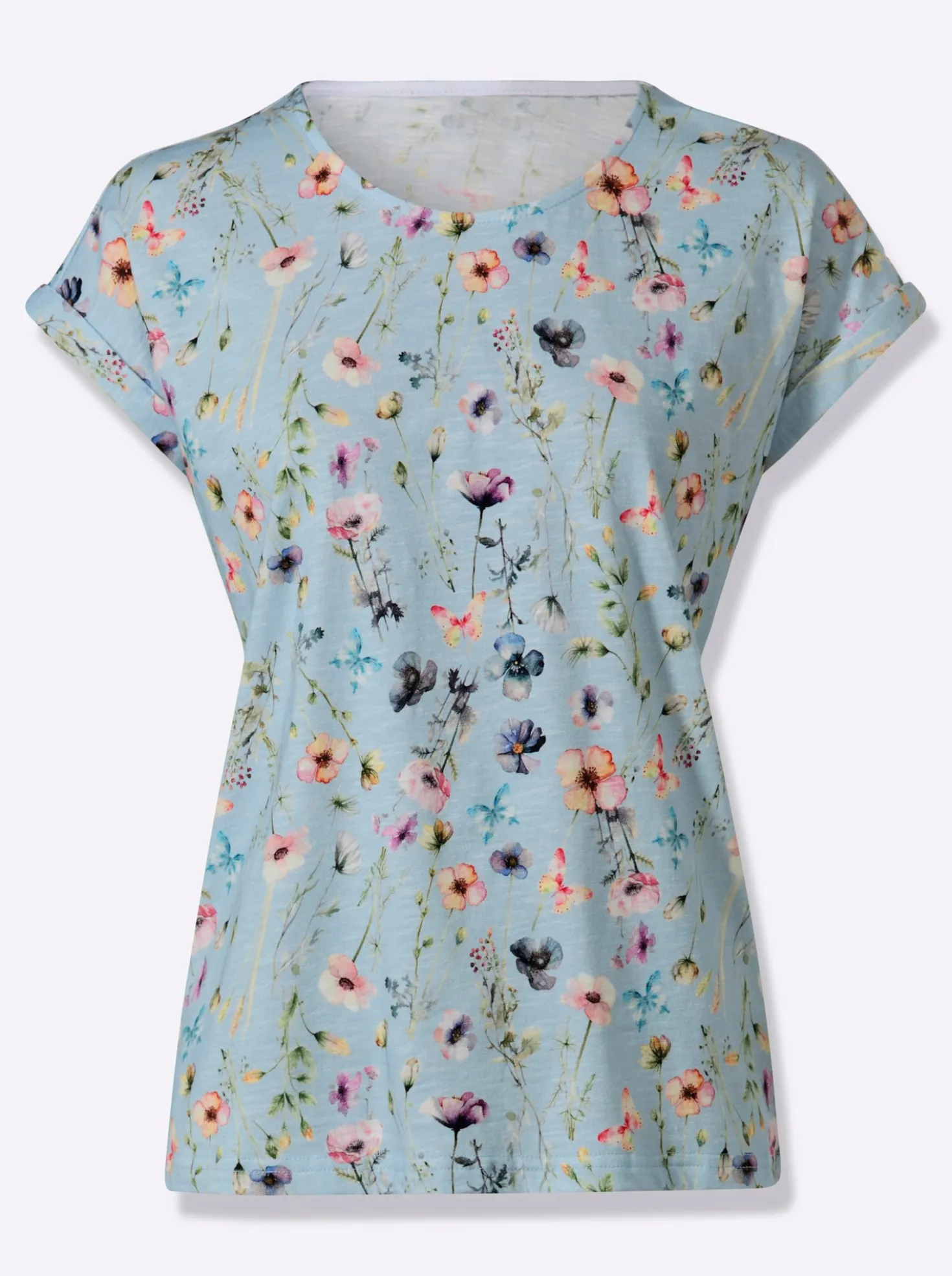 Print-Shirt mit Ärmel-Aufschlag