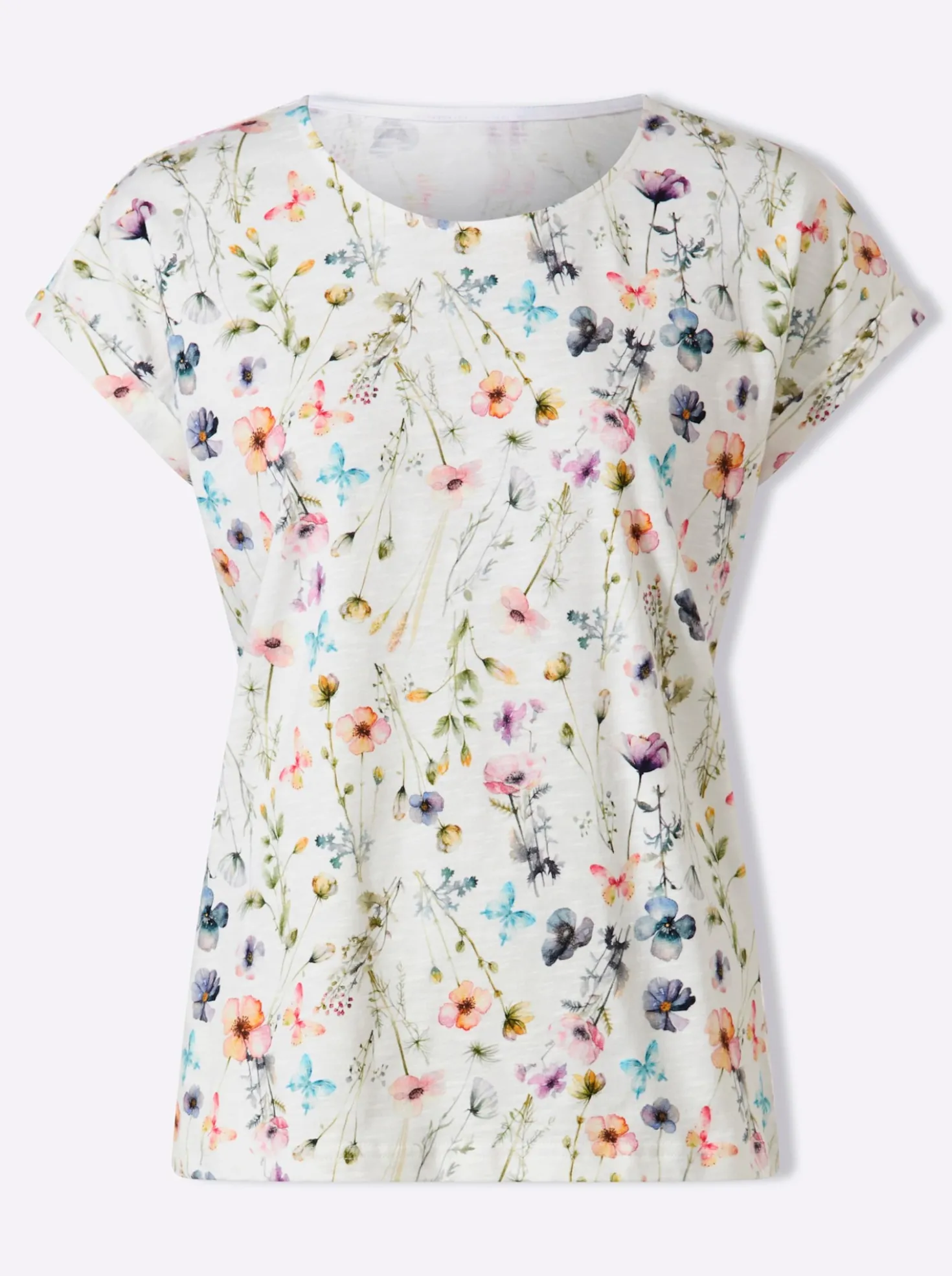 Print-Shirt mit Ärmel-Aufschlag