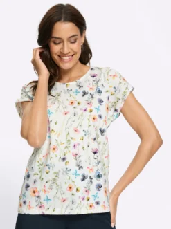 Print-Shirt mit Ärmel-Aufschlag