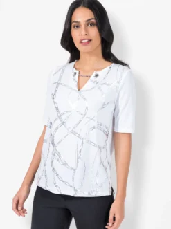 Print-Shirt mit Seitenschlitzen