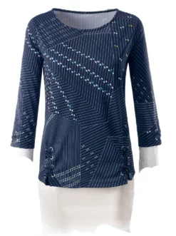 Print-Shirt mit Seitenschlitzen
