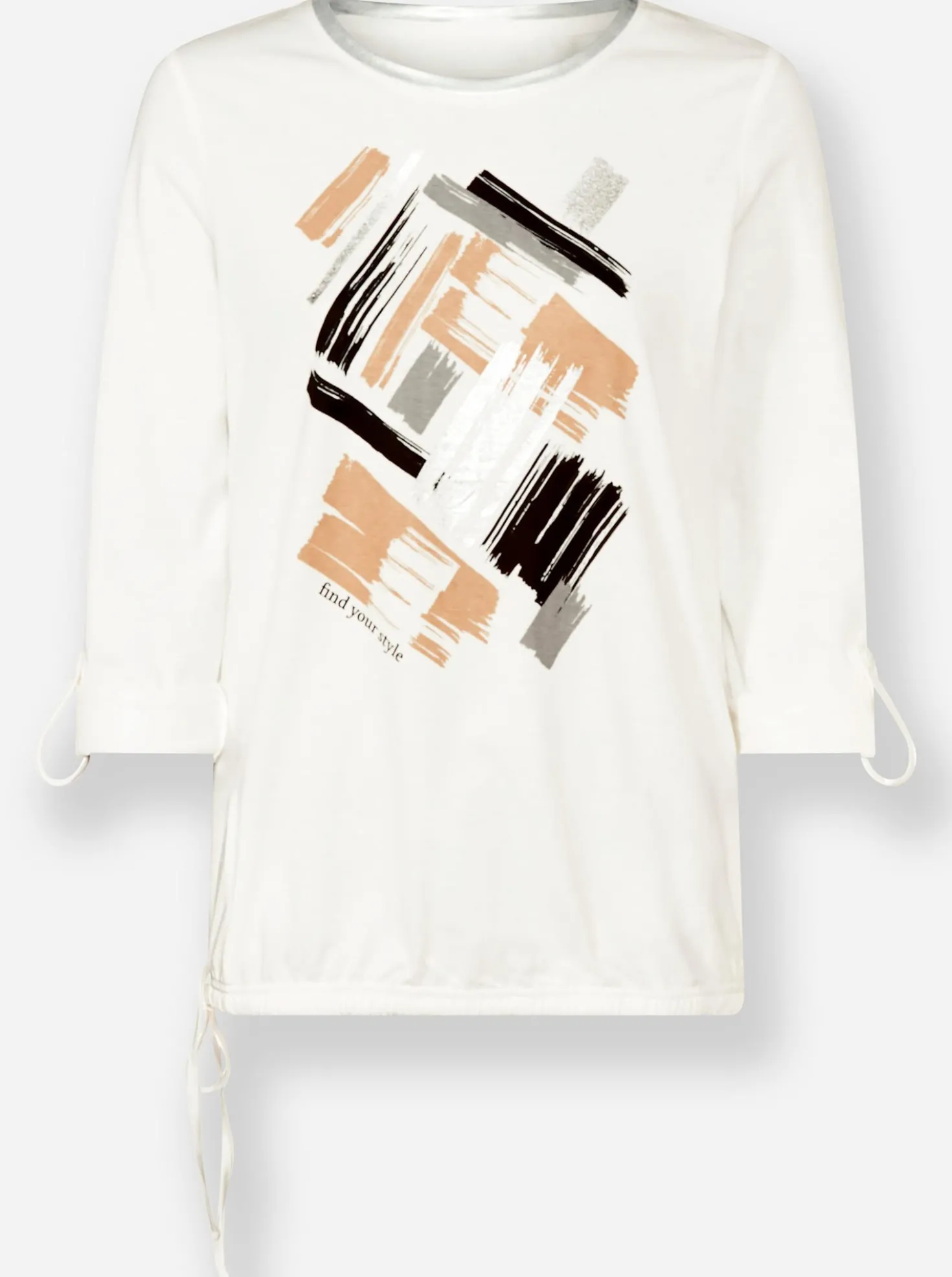 Print-Shirt mit silberfarbigen Details