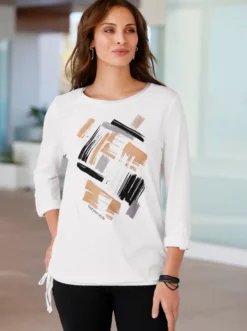 Print-Shirt mit silberfarbigen Details