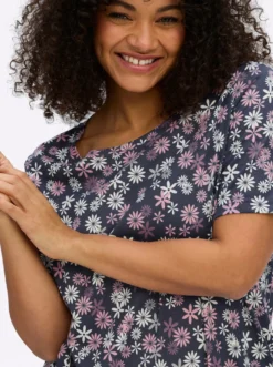 Print-Shirt mit Tunnelzug am Saum