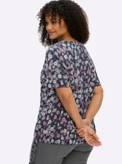 Print-Shirt mit Tunnelzug am Saum