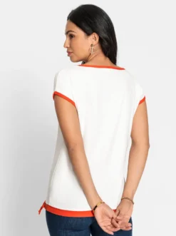 Print-Shirt mit U-Boot-Ausschnitt