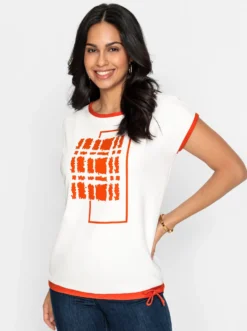 Print-Shirt mit U-Boot-Ausschnitt