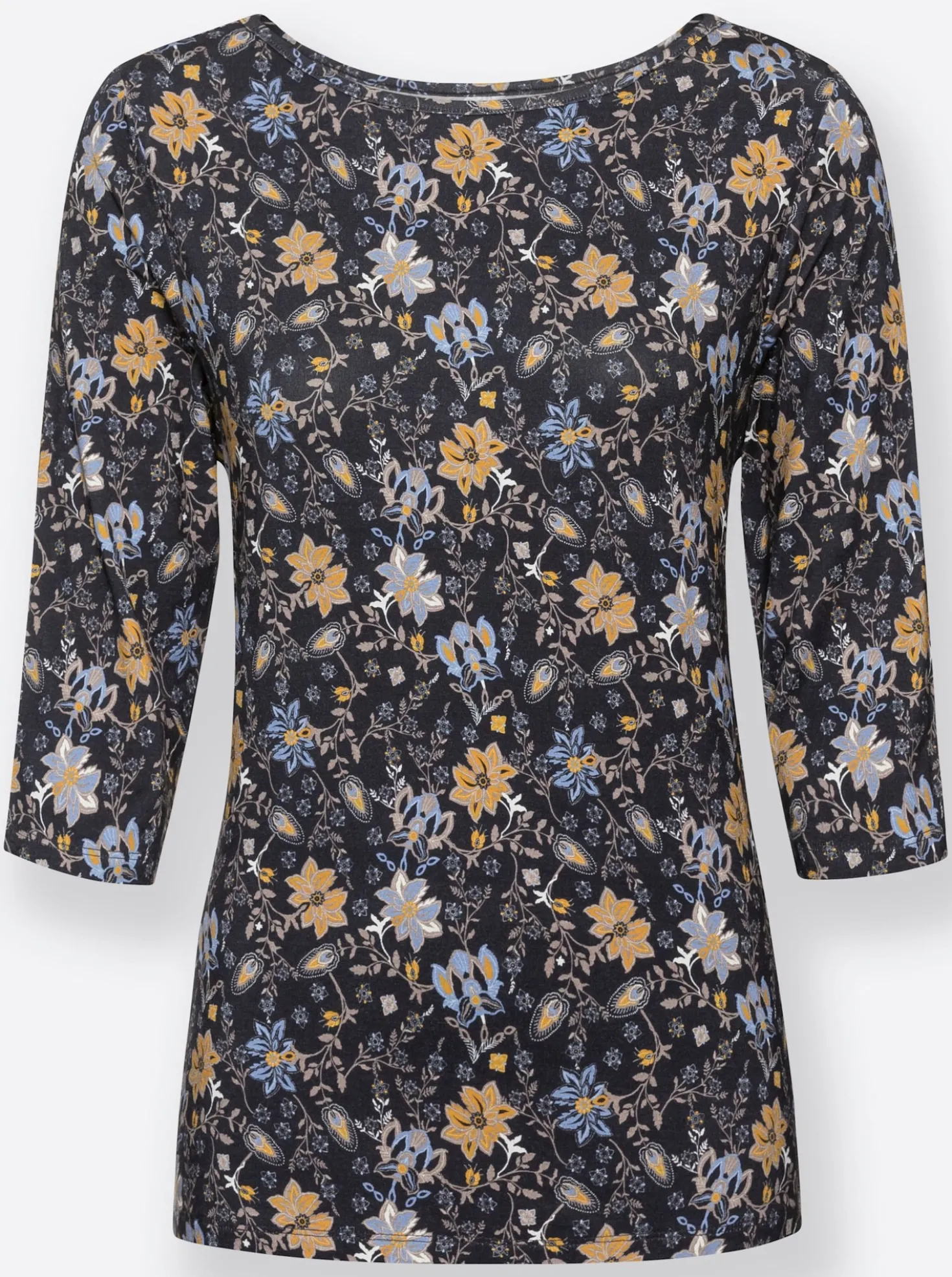 Print-Shirt mit U-Boot-Ausschnitt