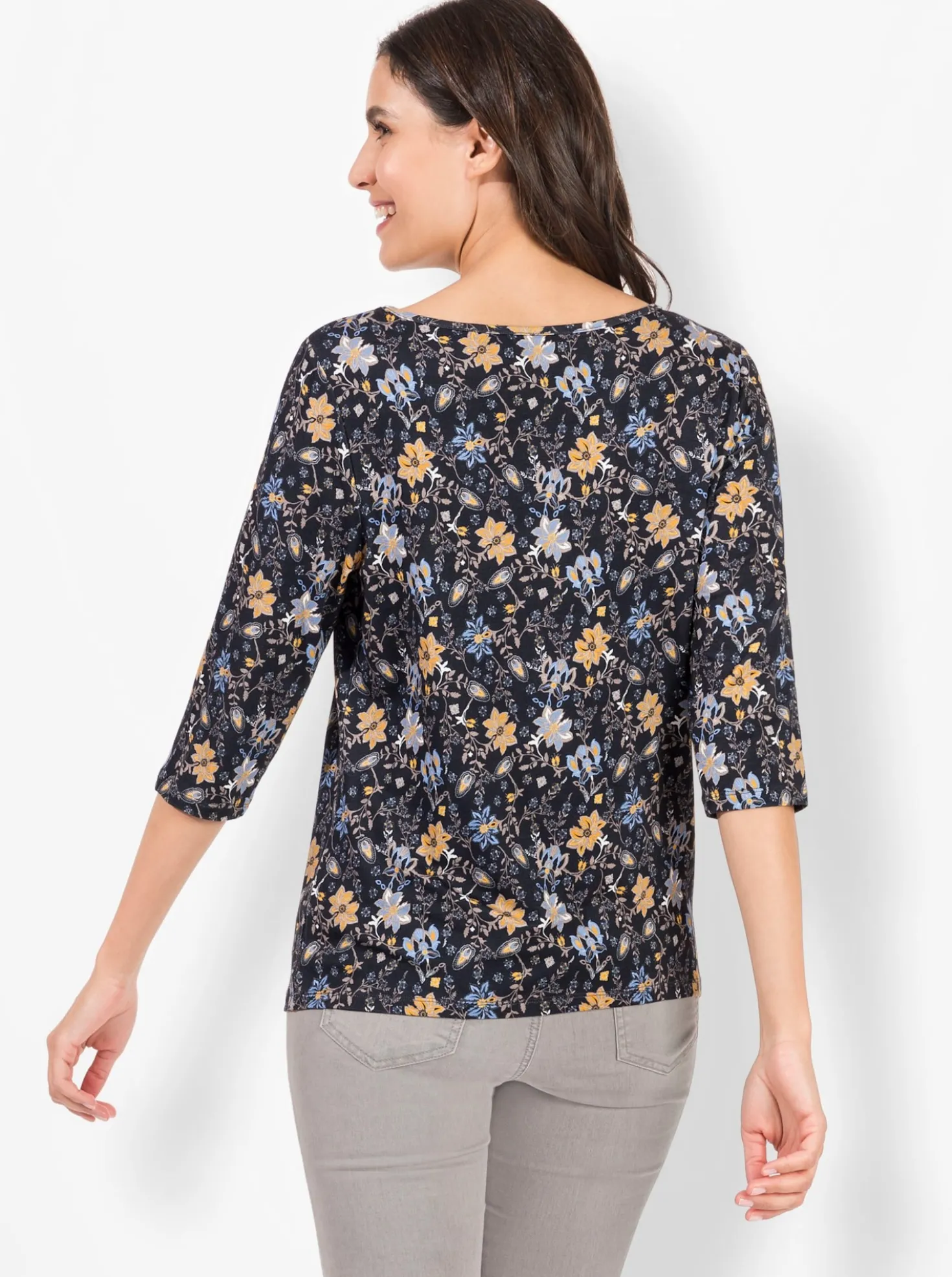 Print-Shirt mit U-Boot-Ausschnitt