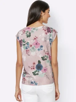 Print-Shirt mit weitem Rundhals-Ausschnitt