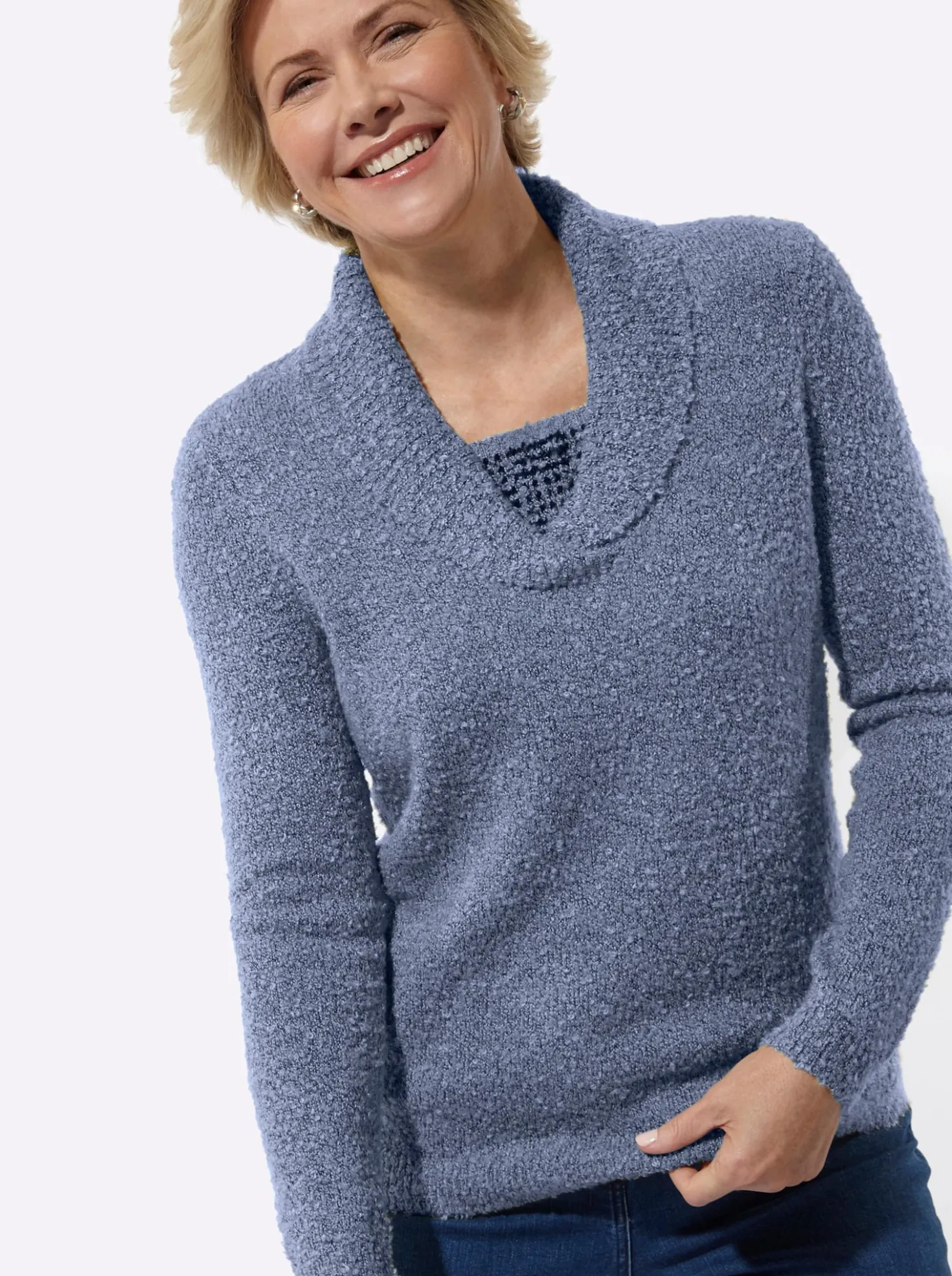 Pullover in 2-in-1-Optik mit Schalkragen