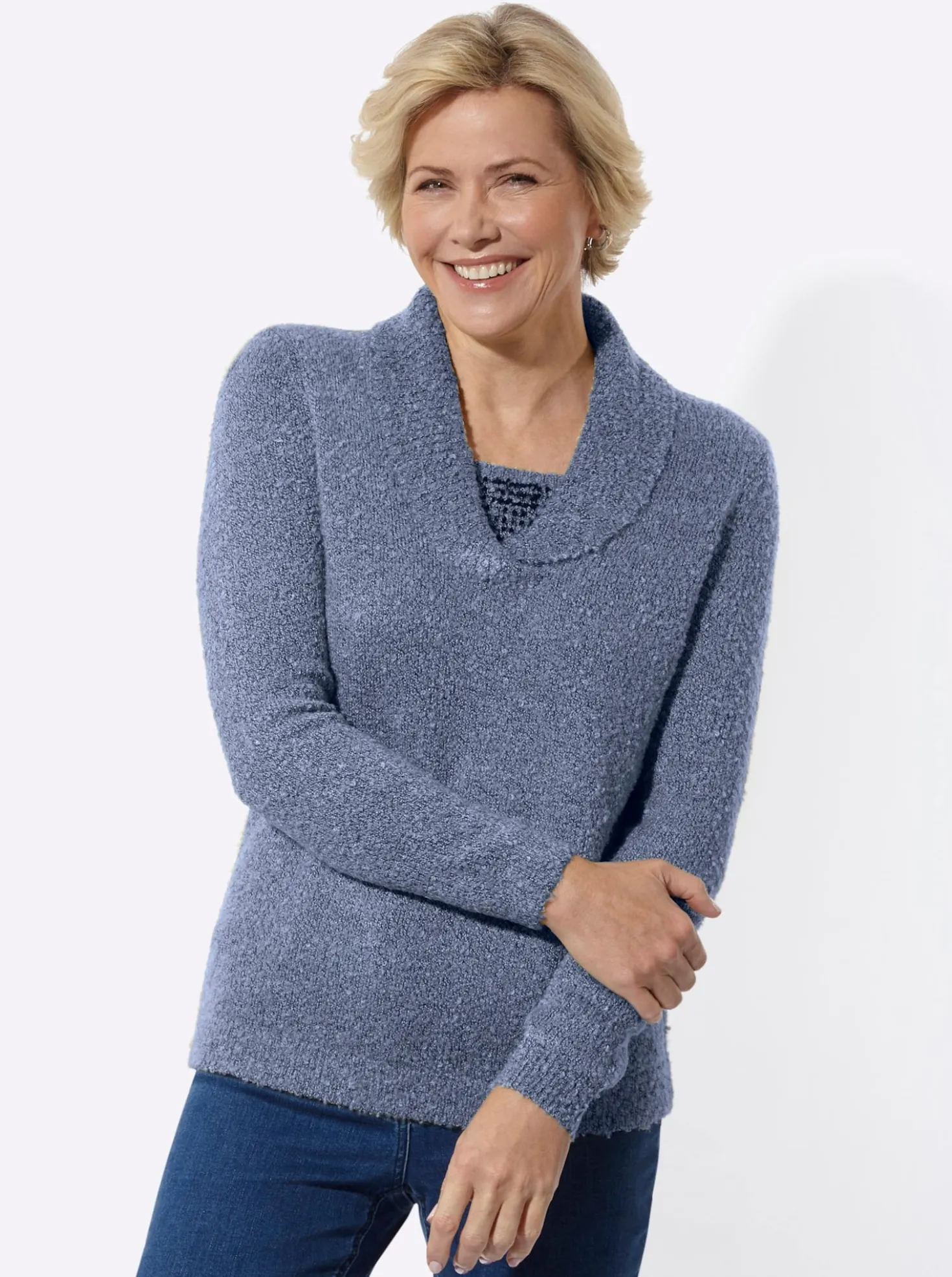 Pullover in 2-in-1-Optik mit Schalkragen