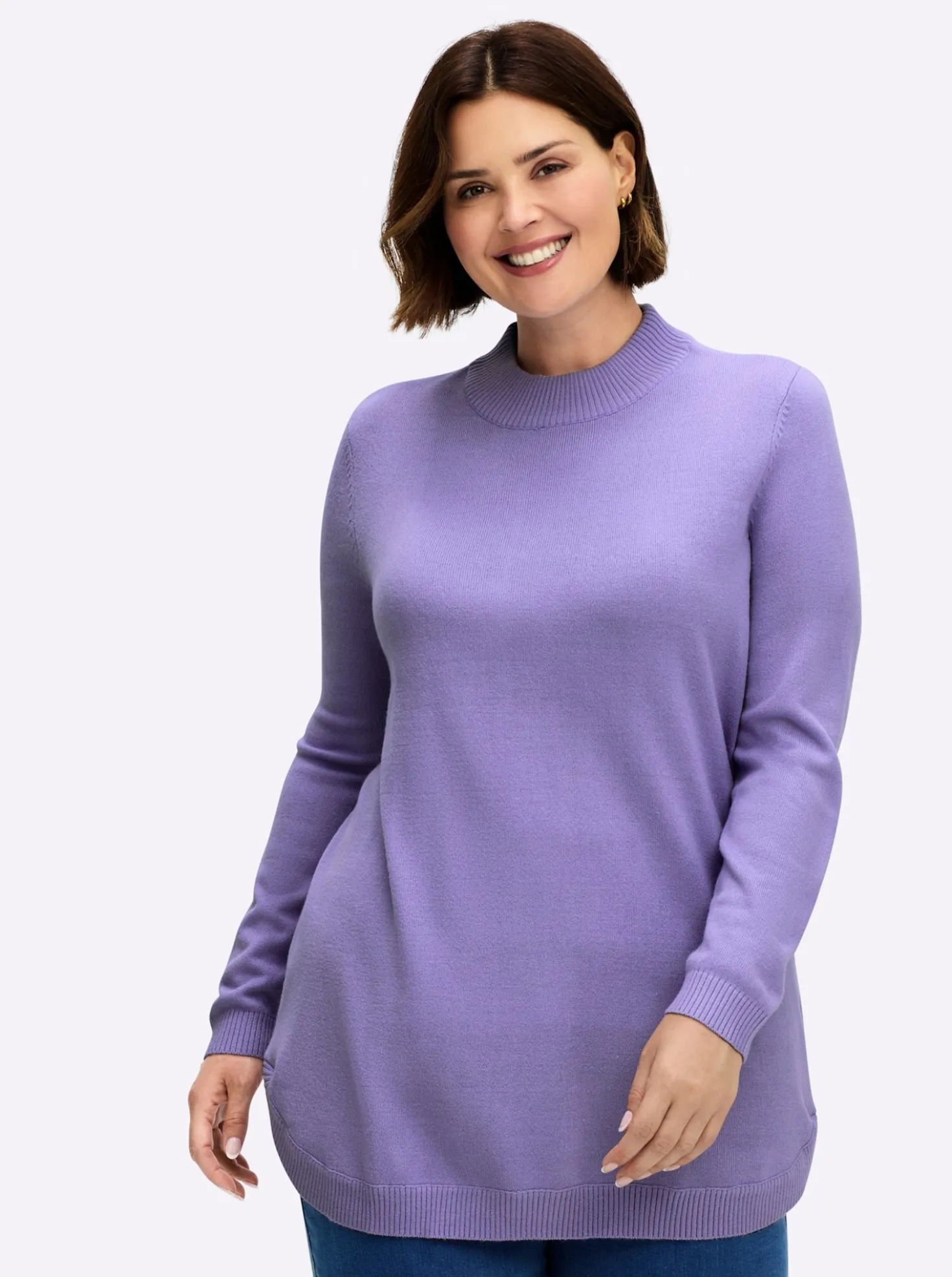 Pullover mit abgerundetem Saum