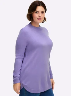 Pullover mit abgerundetem Saum