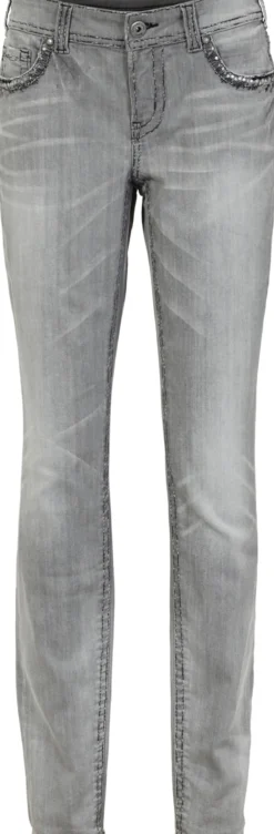 Röhrenjeans mit Stickerei
