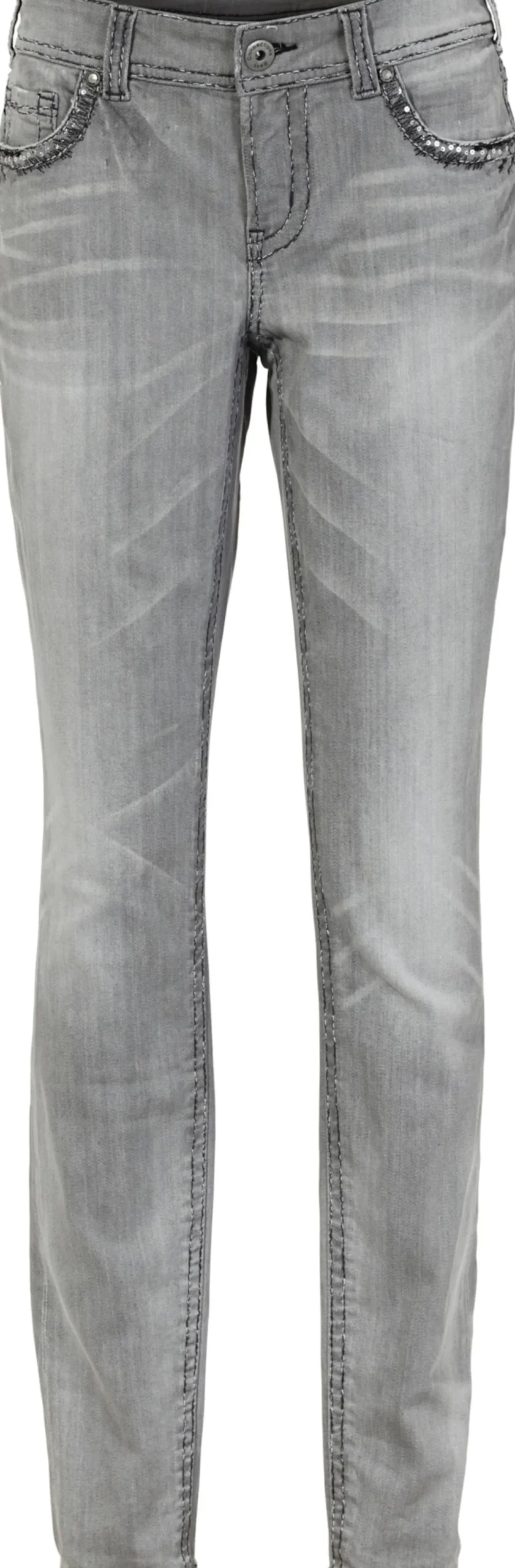 Röhrenjeans mit Stickerei