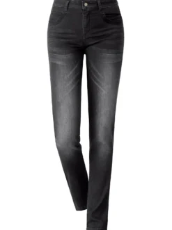 Röhrenjeans mit Zipper an Gesäßtaschen