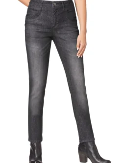 Röhrenjeans mit Zipper an Gesäßtaschen