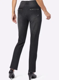Röhrenjeans mit Zipper an Gesäßtaschen