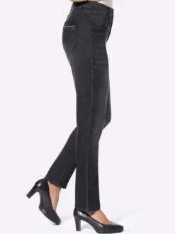 Röhrenjeans mit Zipper an Gesäßtaschen