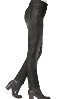 Röhrenjeans mit Zipper an Gesäßtaschen